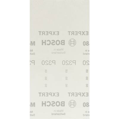 Brúsny papier s vytlačeným logom 'BOSCH', s nápisom 'Vyrobené vo Švajčiarsku', zrnitosť P320, vhodný na jemné brúsenie.