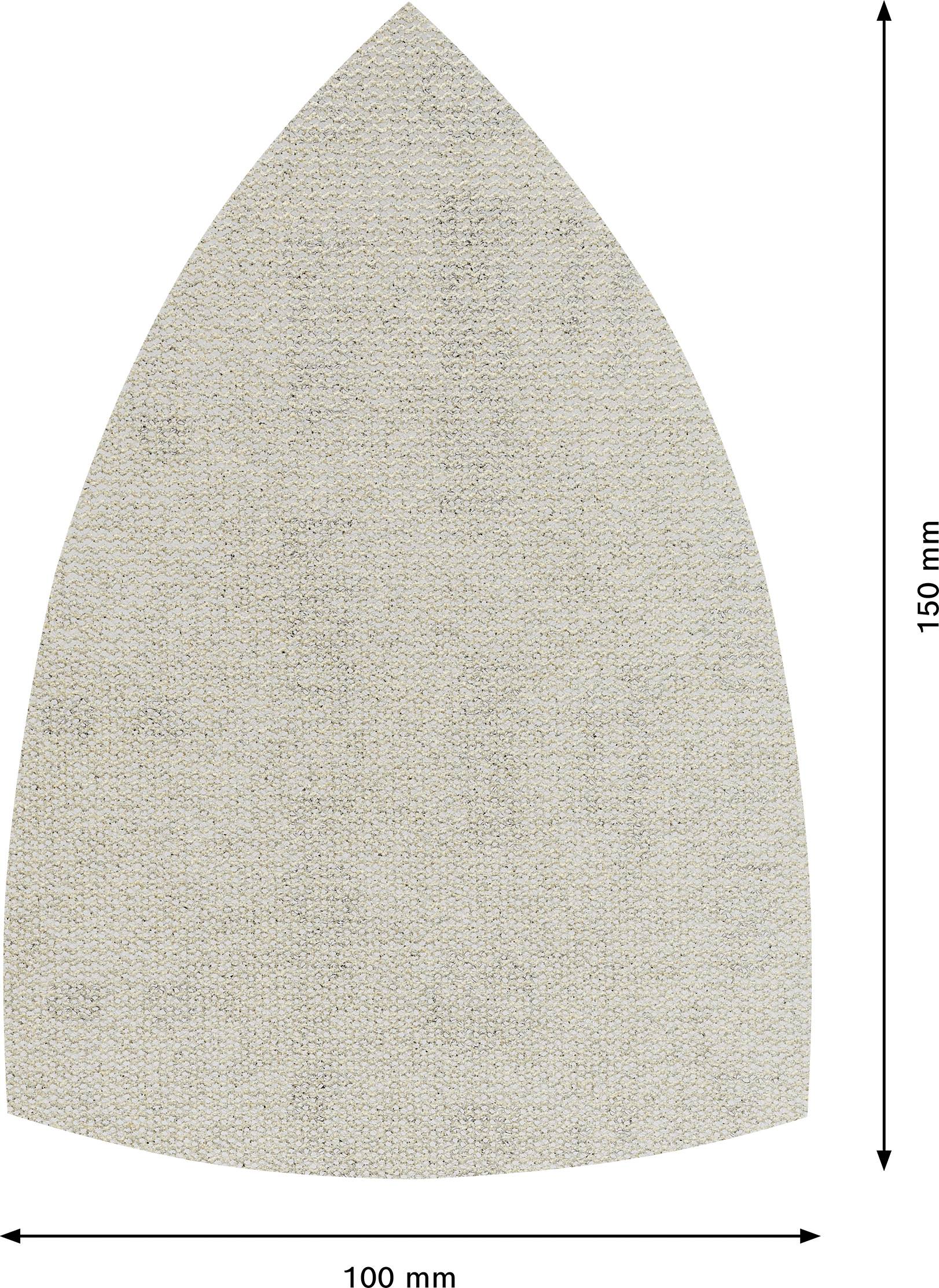 Brúsny papier v liste, sivý a zrnitý, s rozmermi 150 mm x 100 mm, ideálny na brúsenie drevených povrchov.