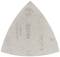Sivý, trojuholníkový brúsny papier s jemne štruktúrovaným povrchom, vhodný na jemné brúsenie dreva alebo iných materiálov.