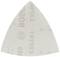 Trojuholníkový kus brúsneho papiera s jemným zrnom, svetlosivý, určený pre multifunkčnú brúsku, bez viditeľného označenia značky alebo loga.