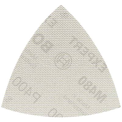 Trojuholníkový brúsny papier s jemnozrnným povrchom, používaný na vyhladzovanie alebo leštenie materiálov.