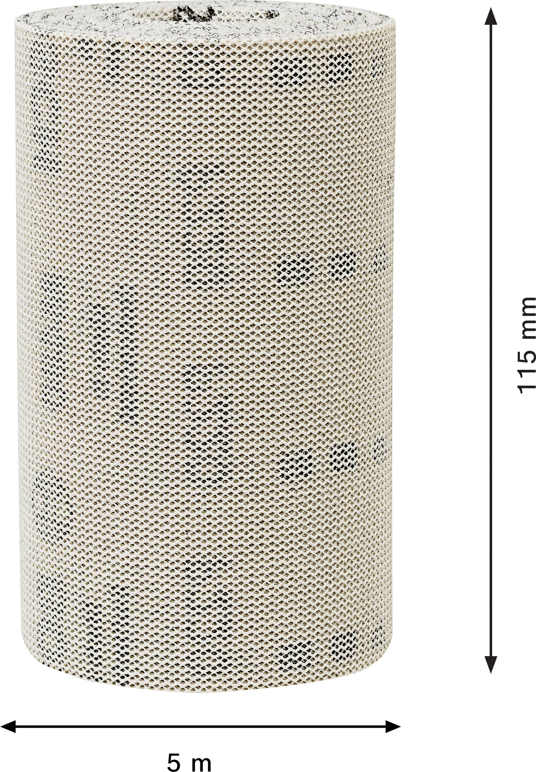 Kotúč vlnitej lepenky s rozmermi 115 mm na výšku a 5 m na šírku.