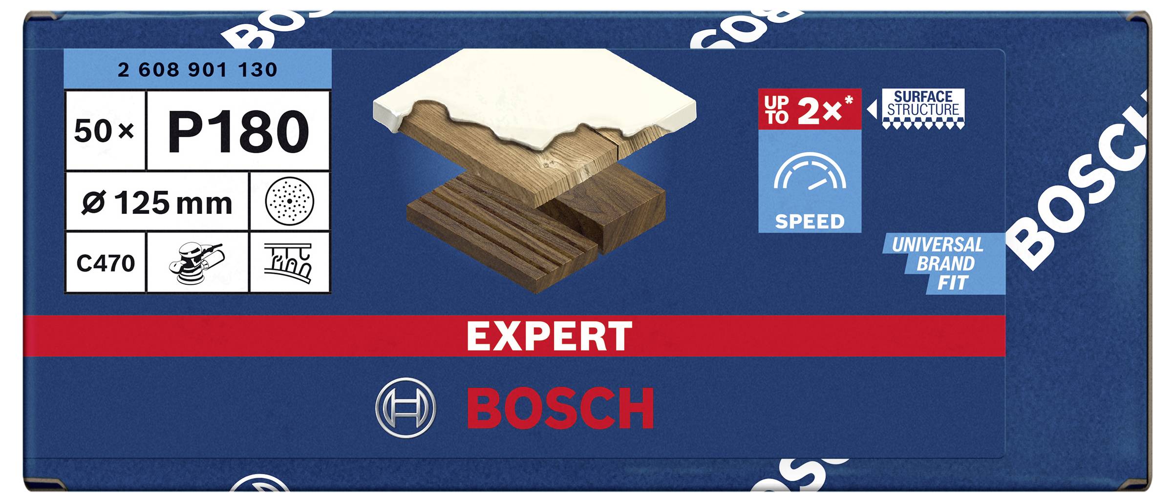Brúsny papier na drevo a lakované povrchy, zrnitosť P180, priemer 125 mm, Bosch Expert, vhodný pre rôzne povrchy.