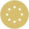 Guľatý brúsny kotúč s piatimi otvormi, ktorý sa používa na brúsne práce. Povrch je pokrytý brúsnym materiálom.