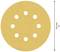 Brúsny kotúč s desiatimi okrúhlymi otvormi, žltkasto-hnedý, priemer 125 mm, používaný pre brúsne stroje.