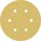 Okrúhly béžový brúsny kotúč so šiestimi symetricky usporiadanými otvormi. Používa sa na brúsenie povrchov pomocou brúsky.