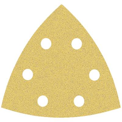 Trojuholníkový brúsny papier s piatimi rovnomerne rozmiestnými otvormi, vhodný pre viacúčelovú brúsku.
