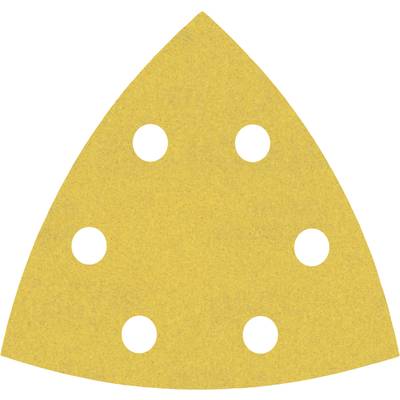 Trojuholníkový brúsny papier so šiestimi otvormi, pravdepodobne určený pre multifunkčnú brúsku.