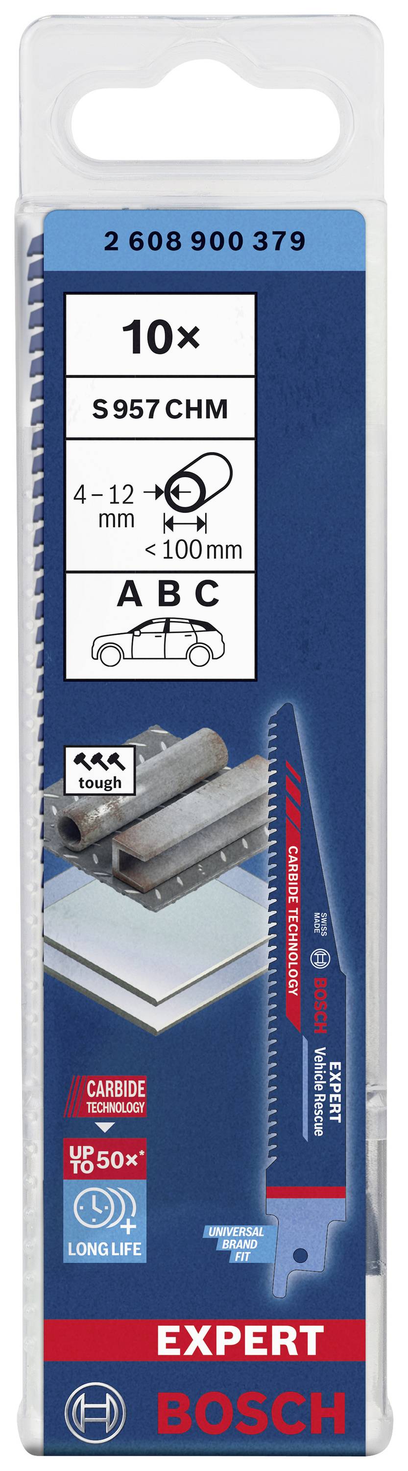 Balenie Bosch pílových listov s 10 kusmi. Na obrábanie kovu, vhodné pre materiály od 4 do 12 mm a pílové listy s dĺžkou 100 mm.