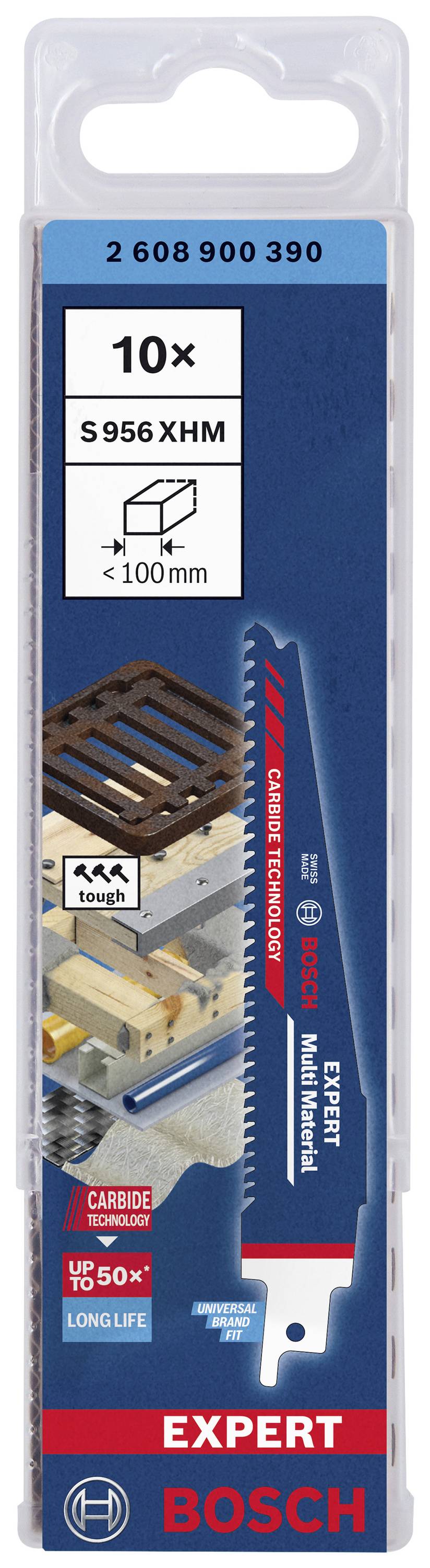 Balenie Bosch Expert pílových listov do chvostovej píly, typ S 956 XHM, 10 kusov, vhodné pre drevené materiály, dĺžka do 100 mm.
