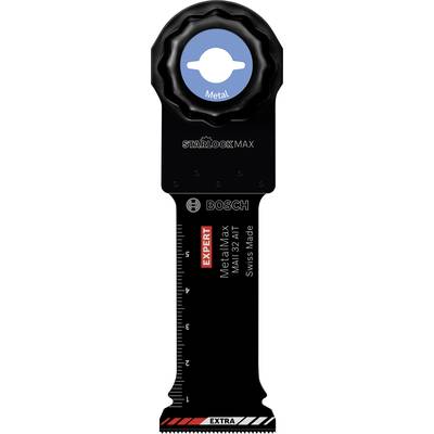 Pílový list pre multitools, vhodný na opracovanie kovu. Čierne prevedenie s meracou stupnicou a logami Bosch a Starlock Max.