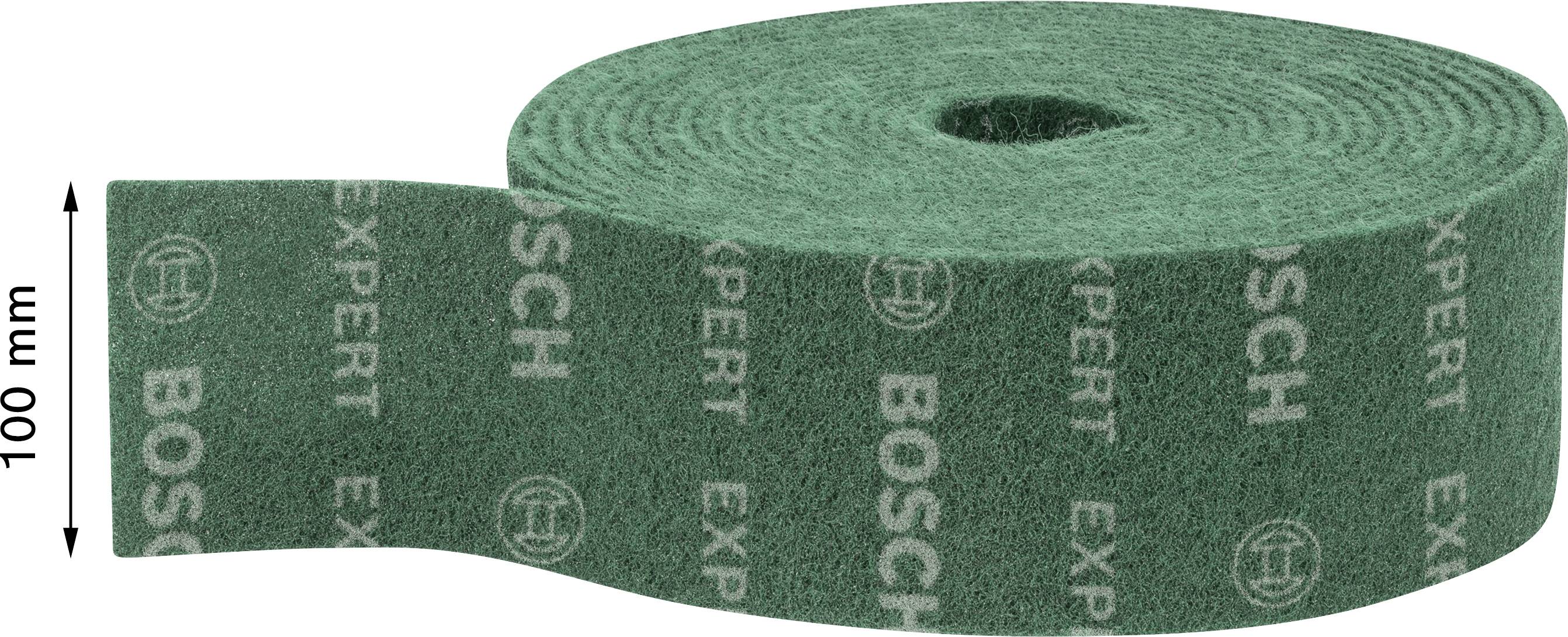 Zelený brúsny pás značky Bosch, šírka 100 mm, s textom 'EXPERT'.