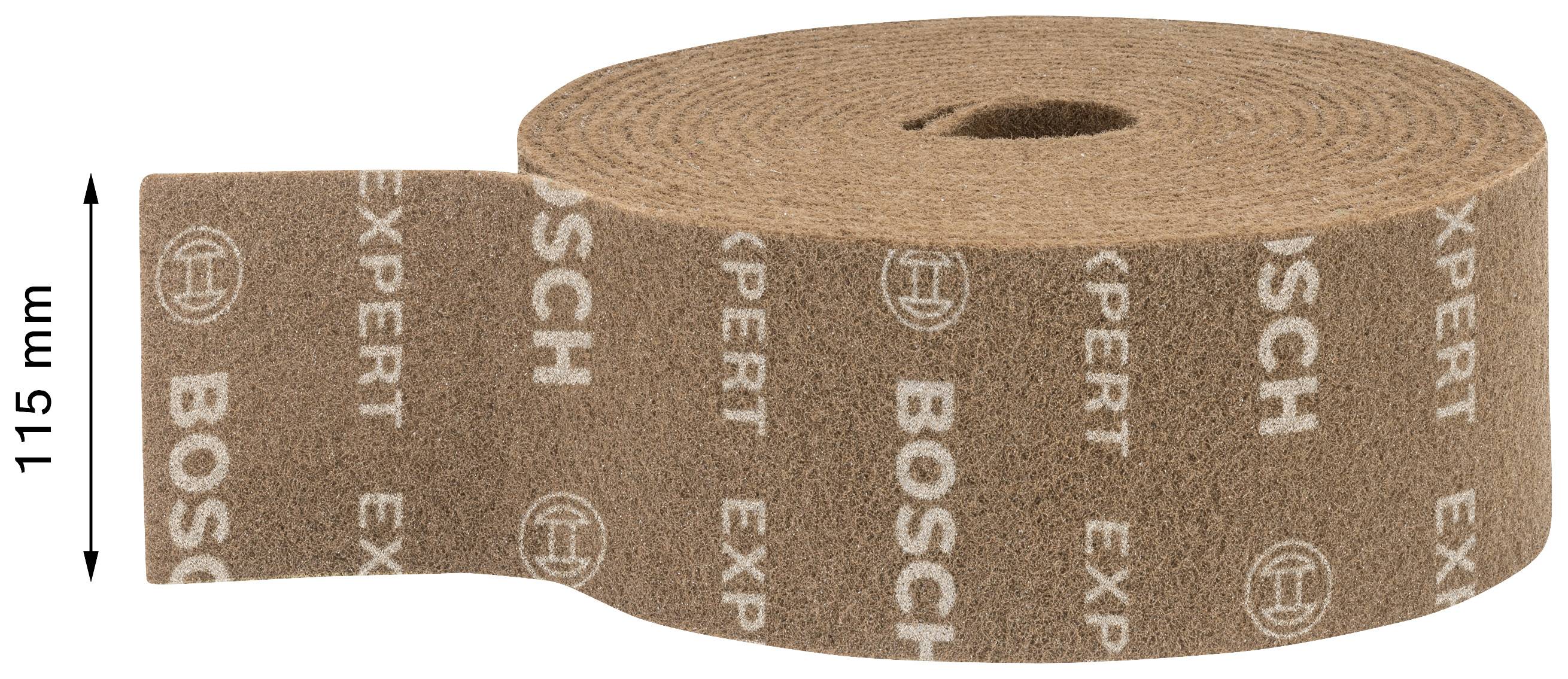 Kotúč brúsneho papiera značky Bosch, široký 115 mm.