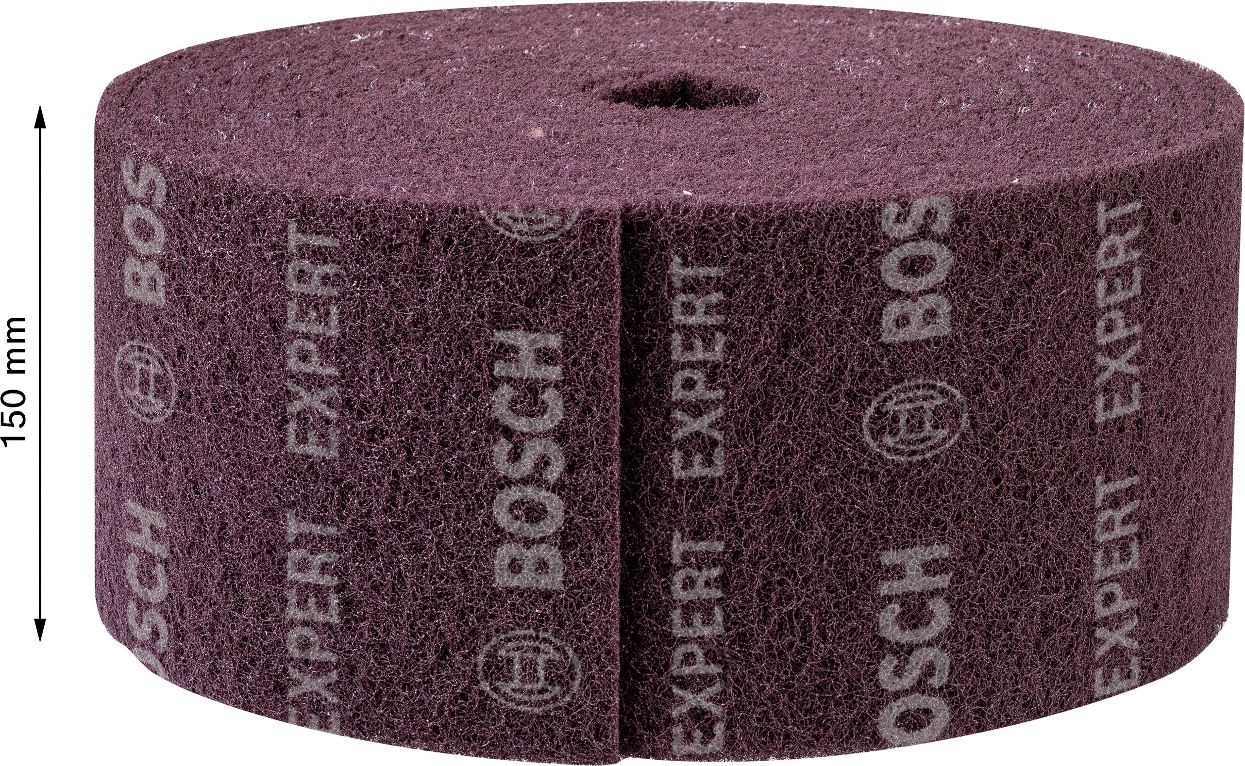 Odolný brúsny kotúč Bosch v tmavočervenej farbe, široký 150 mm, s nápisom 'Expert'. Vhodný pre presné brúsne práce.