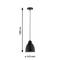 Čierne závesné svietidlo s celkovou dĺžkou 180 cm a priemerom 145 mm. Zavesené je na čiernom kábli.