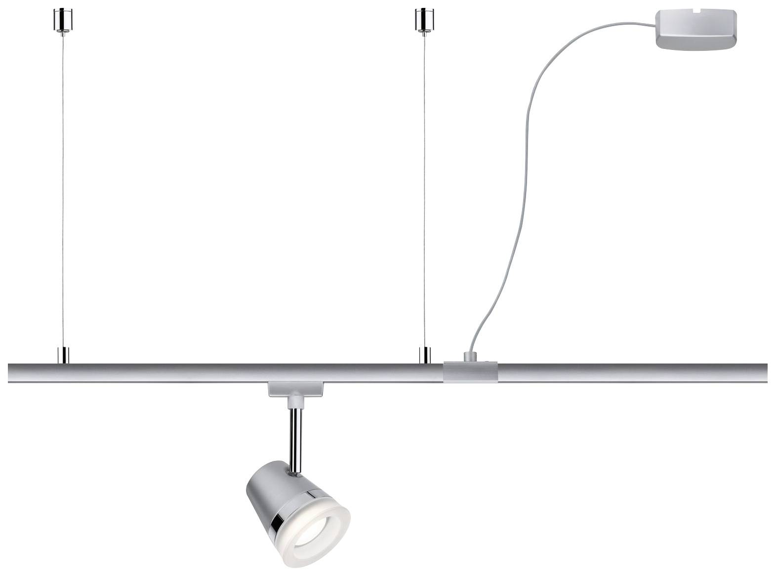 Strieborná stropná lampa s moderným dizajnom a samostatným, nastaviteľným svetelným zdrojom. Ideálna pre cielenú osvetu.