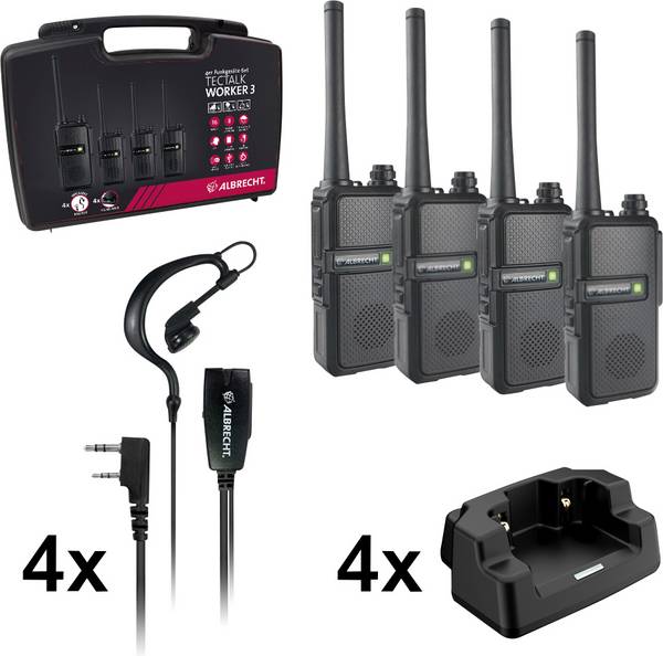 Albrecht Tectalk Worker 3 29826 PMR rádiostanica/vysielačka sada 4 ks