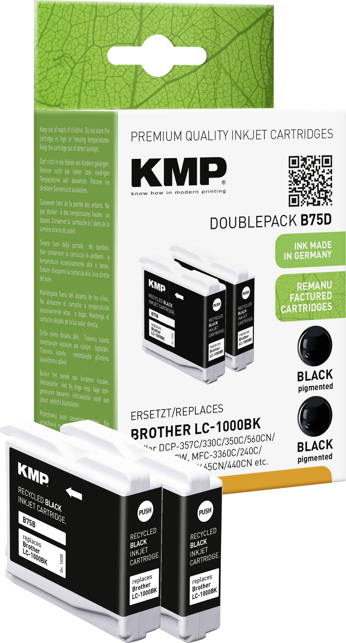Cartuccia KMP Compatibile sostituisce Brother LC-1000BK Conf 2 pz Nero B75D 1035,4021