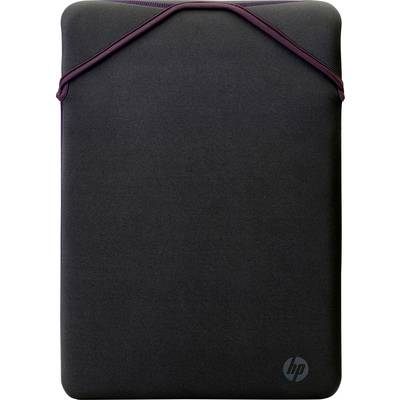 Čierne púzdro na laptop s logom HP v spodnom pravom rohu a tmavočerveným zipsom, vhodné na ochranu laptopa.