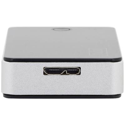 Strieborné elektronické zariadenie s HDMI portom na prednej strane, vhodné pre audiovizuálne pripojenia.
