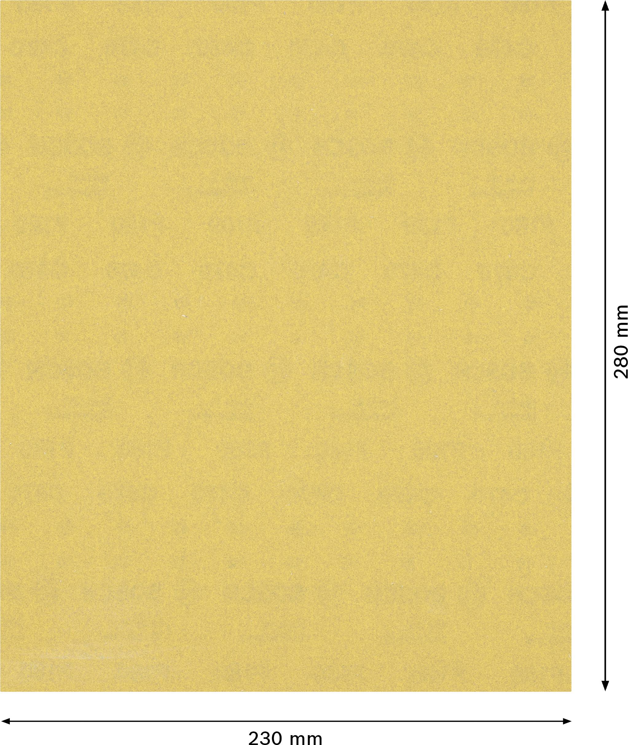 Žltý obdĺžnikový list s rozmermi 230 mm šírky a 280 mm výšky.