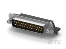 D-Sub konektor s viacerými zlatými kolíkmi, ktorý sa používa na prepojenie elektronických zariadení.