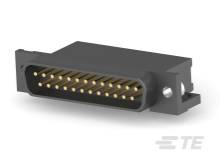 Čierny 24-pinový konektor so zlatými kontaktmi, obdĺžnikového tvaru. Vhodný pre elektronické prepojenia.
