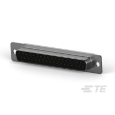 Čierny obdĺžnikový elektronický konektor s viacerými zlatými konektormi určený na upevnenie na povrchu.