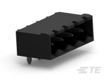 Čierny konektor s šiestimi zásuvkami, používaný pre elektronické komponenty. Šikmý uhol zobrazuje kolíky a tvar puzdra.