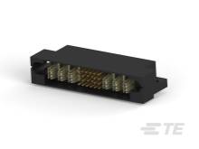 Čierny elektrický konektor so zlatými kontaktmi, vhodný pre použitie v elektronických zariadeniach.