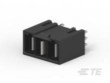 Čierny elektrický konektor s dvoma pripojovacími zdierkami a štyrmi kolíkmi, vhodný pre elektronické zariadenia.