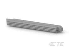 Jeden sivý elektrický konektor, obdĺžnikového tvaru, s viacerými radmi konektorov.
