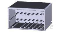 RJ-45 konektor v schematickom reze, ktorý zobrazuje vnútorné vodiace lišty a usporiadanie elektrických kontaktov.