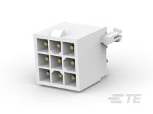 Biela, štvorcová elektrická zásuvka s deviatimi otvormi usporiadanými v mriežke 3x3. Vhodná pre elektronické zariadenia.
