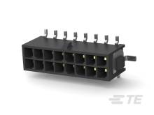 Čierny, obdĺžnikový elektrický konektor s viacerými kovovými kolíkmi.