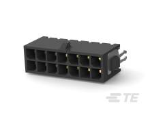 Čierny elektrický konektor s viacerými pripojovacími bodmi, vhodný pre počítačové alebo elektronické aplikácie.