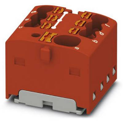 Červený elektrický konektor s viacerými kontaktmi a štvorcovým tvarom, používaný pre priemyselné elektrické prepojenia.