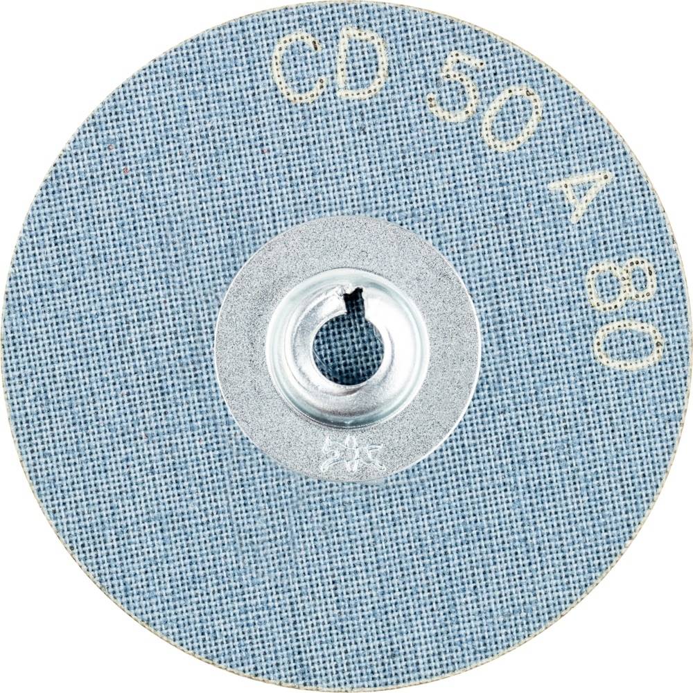 Modrý brúsny kotúč s nápisom 'CD 50 A 80', centrovaný s kovovým otvorom v strede.