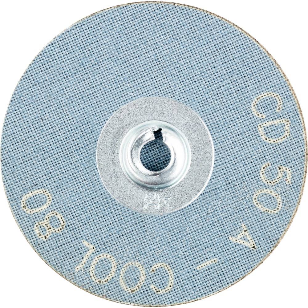 Okrúhly brúsny papier s kovovým upevnením v strede, označený ako 'COOL 80 CD 50 A'.
