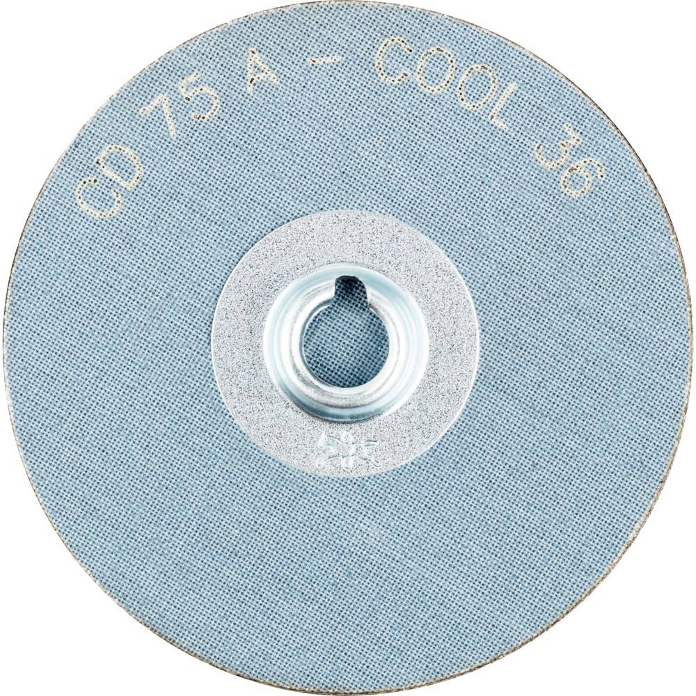 Disk s modro-sivým povrchom a nápisom 'CD 75 A - COOL 36', so stredovým kovovým krúžkom na upevnenie.