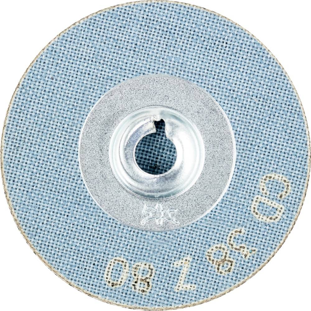Brúsny kotúč s modrým textilným poťahom a kovovým stredom, s nápisom 'CD 38 Z 80'.