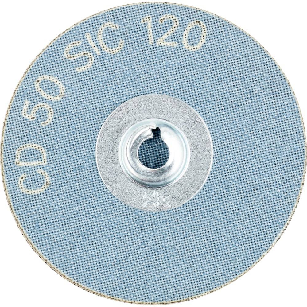 Modrý brúsny kotúč s nápisom 'CD 50 SiC 120' a centrálnym kovovým upevnením.