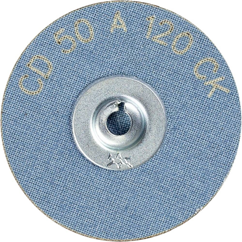 Modrý brúsny kotúč s nápisom 'CD 50 A 120 CK' a kovovým stredovým prvkom, umiestnený na bielom pozadí.