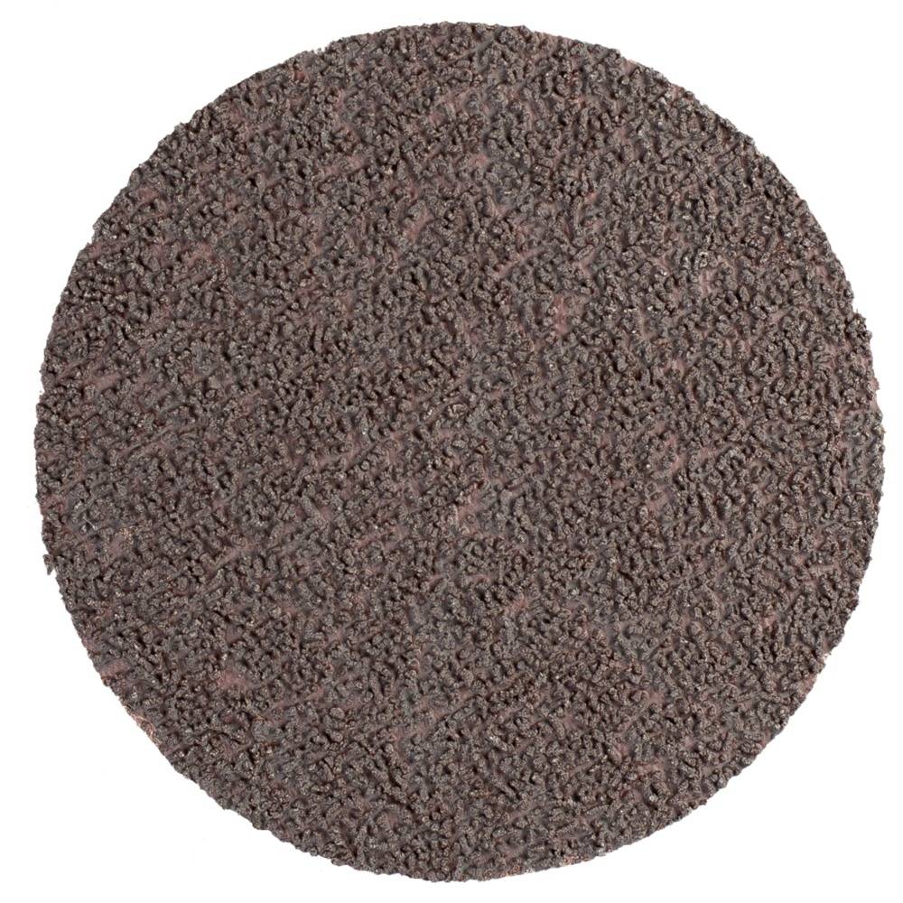 Guľatý, drsný, textúrovaný brúsny kotúč v hnedej farbe; používaný na brúsenie materiálov.