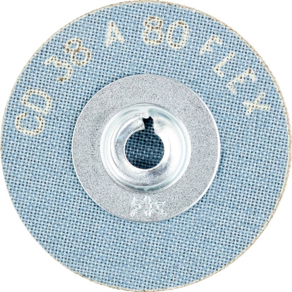 Disk s modrým textilným poťahom, v strede kovový krúžok. Nápis: 'CD 38 A 80 FLEX'.