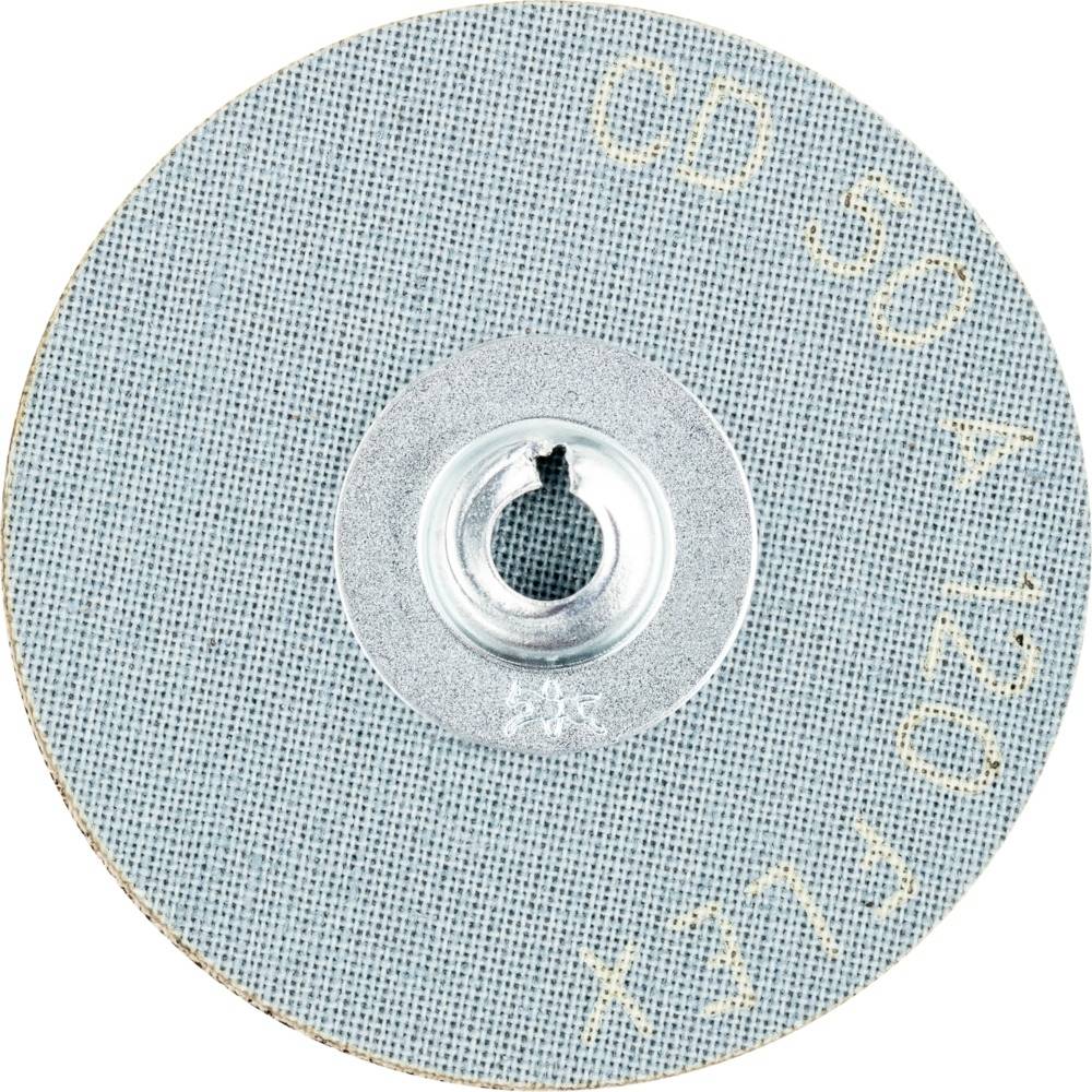 Šedý brúsny kotúč s kovovým upevnením v strede, s označením 'CD 50 A 120 FLEX'.