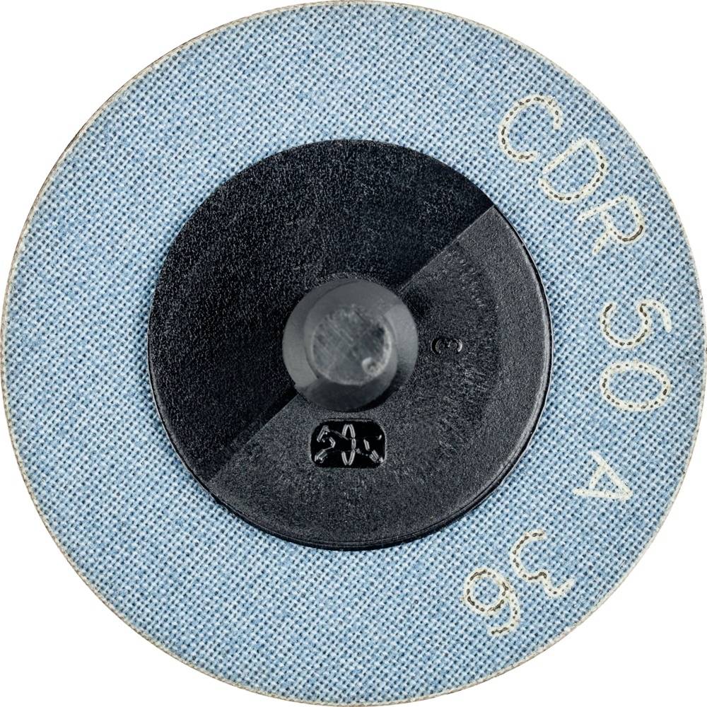 Brúsny nadstavec s nápisom CDR 50 A 36, zobrazuje okrúhly tvar a centrálne uchytenie. Modré brúsne médium.