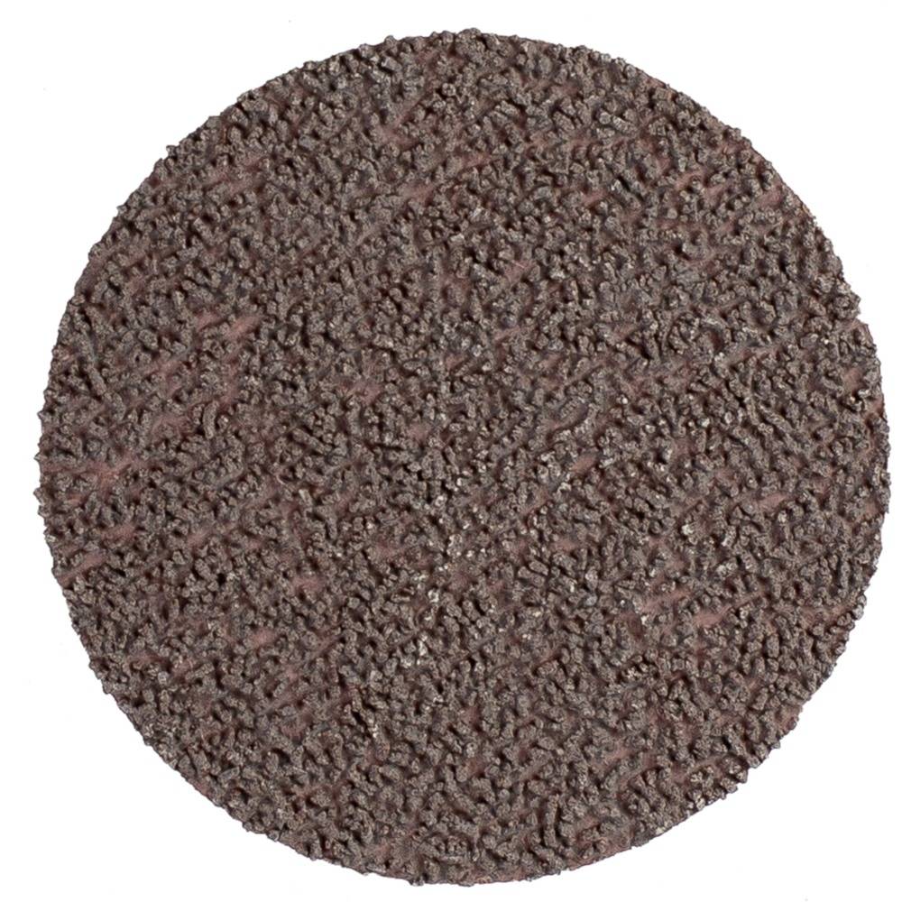 Hnedý, hrubý brúsny kotúč s textúrovaným povrchom, používaný na brúsenie materiálov.