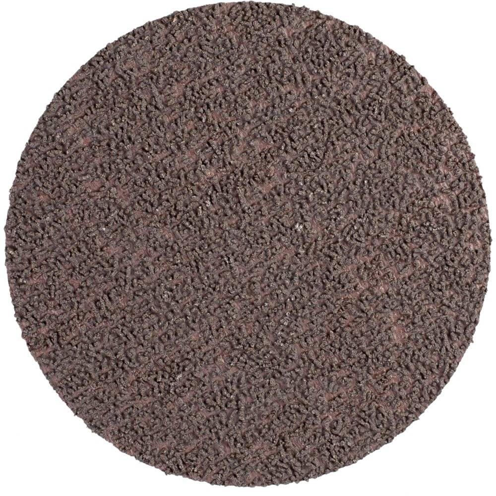 Guľatý brúsny kotúč z červeného brúsneho materiálu s hrubou textúrou, používaný na úpravu povrchov alebo odstraňovanie materiálu.