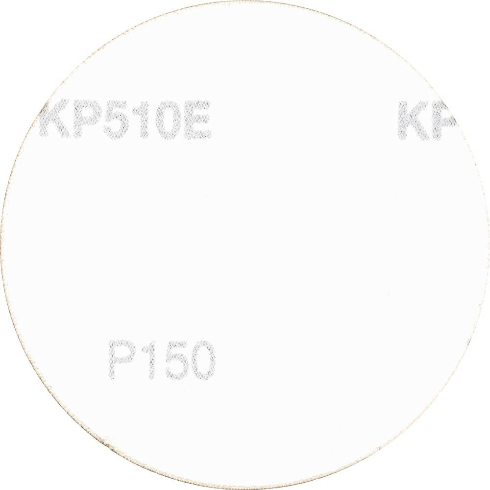 Okrúhly brúsny papier s nápisom 'KP510E' a 'P150'. Vhodný na jemné brúsenie.